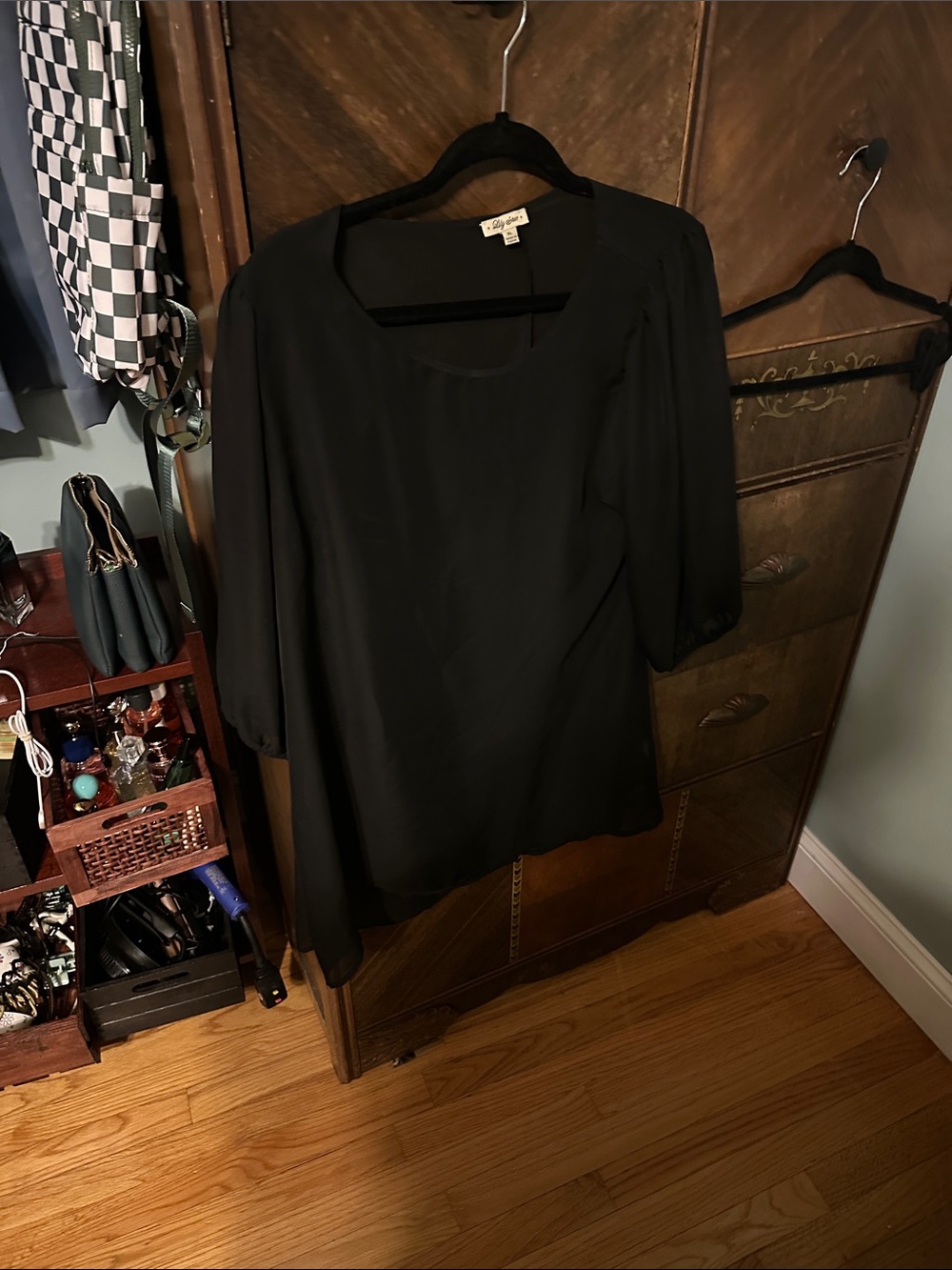 Lily Star Sheer Black Scoop Neck Women's Blouse
